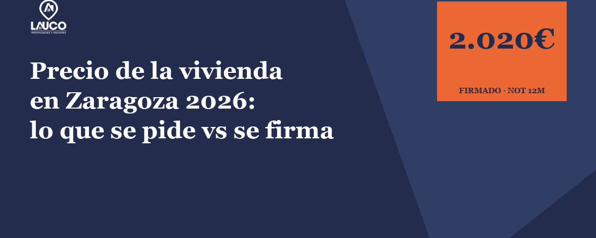 Portada del artículo · Precio de la vivienda en Zaragoza en 2026: lo que se pide y lo que de verdad se paga · Lauco Propiedades